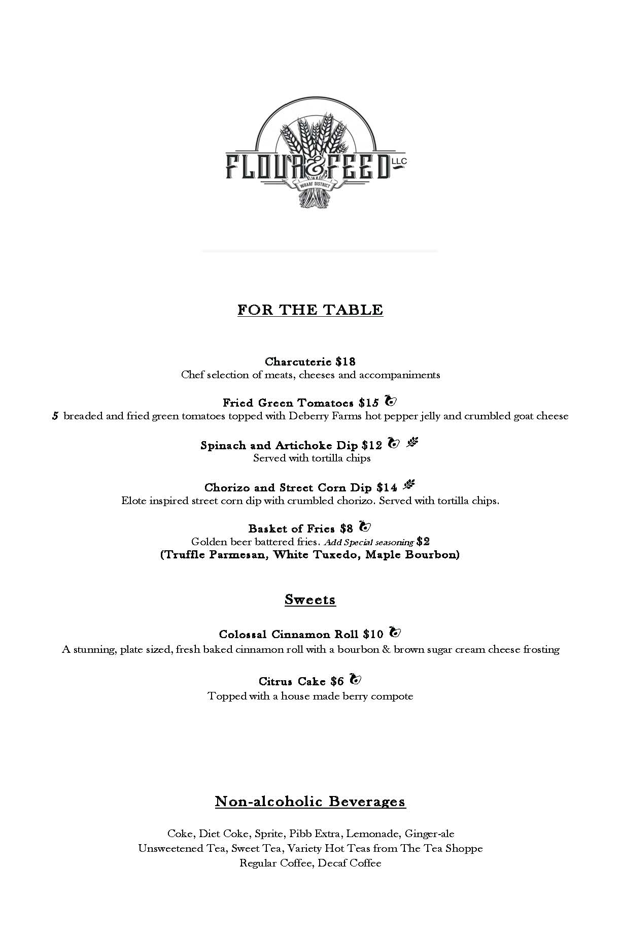 Flour and Feed Restaurant & Events Menu Guide