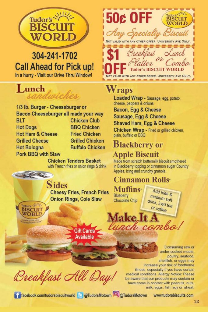Tudors menu on sale